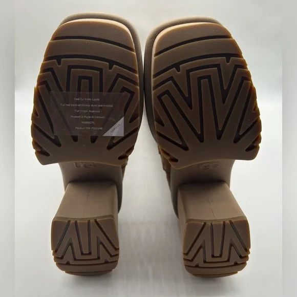 UGG Tall Suede Platform Shearling Lined Chunky Heel Boots Brown Size 7.5 - Picture 9 of 12